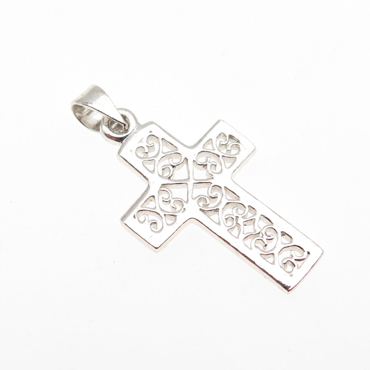 925 Sterling Silver Vintage Ornate Heart Cross Charm Pendant