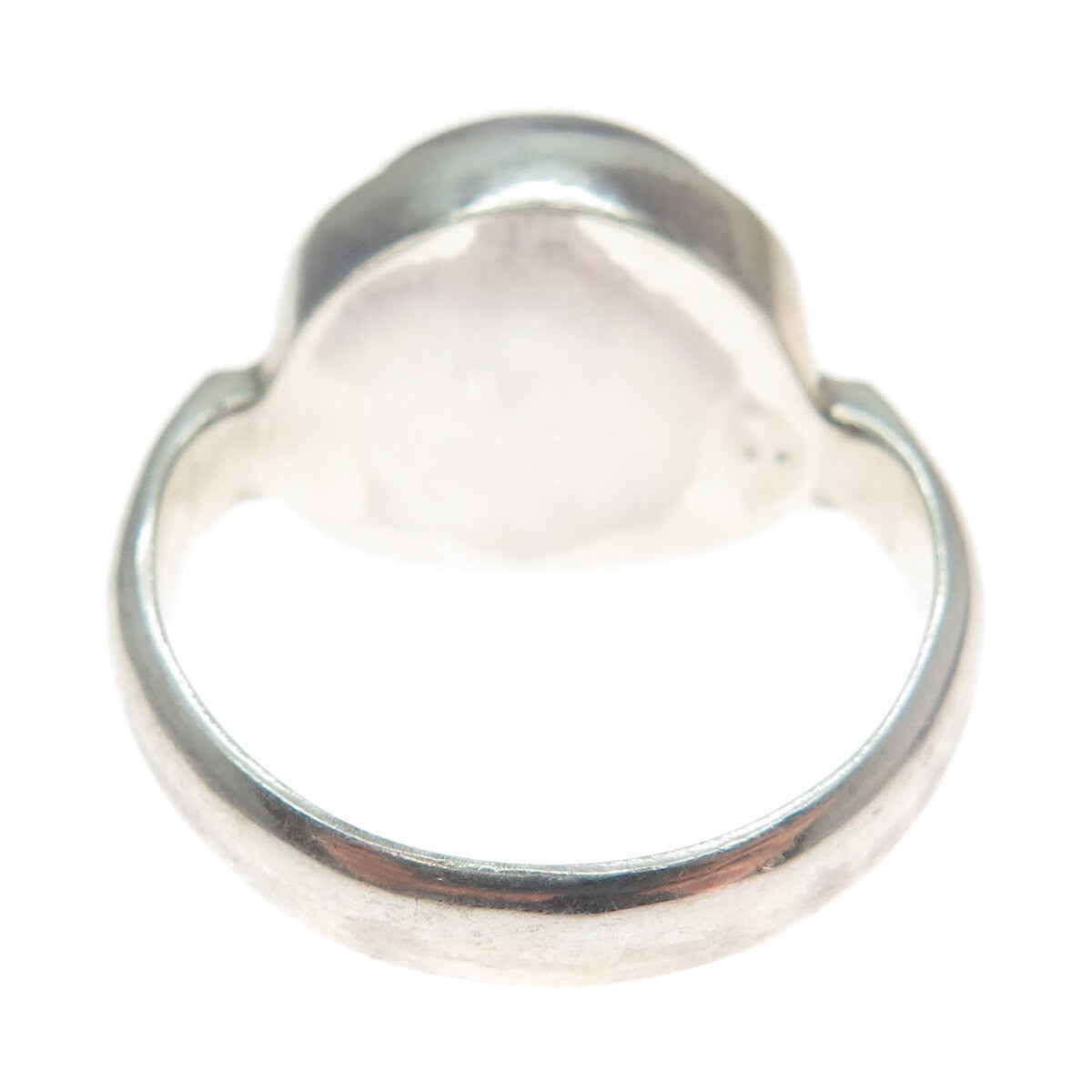 925 Sterling Silver Vintage Real Hematite Modernist Oxidized Ring Size 7