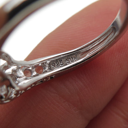 SUN 925 Sterling Silver Round-Cut C Z Engagement Ring Size 7