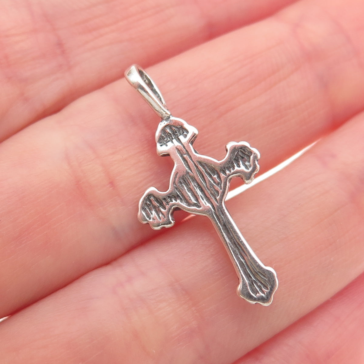 925 Sterling Silver Vintage Crucifix Cross Religious Oxidized Charm Pendant