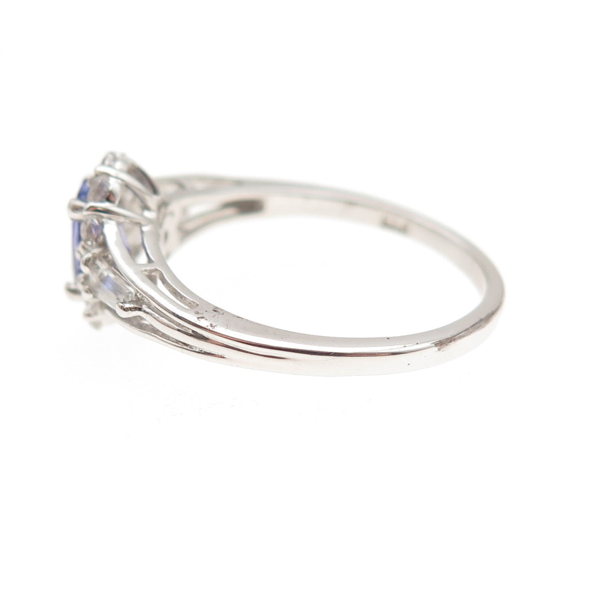 Chuck Clemency 925 Sterling Silver Real Tanzanite & White Topaz Ring Size 8.25