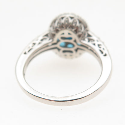 Chuck Clemency 925 Sterling Real Turquoise Apatite & White Topaz Ring Size 8