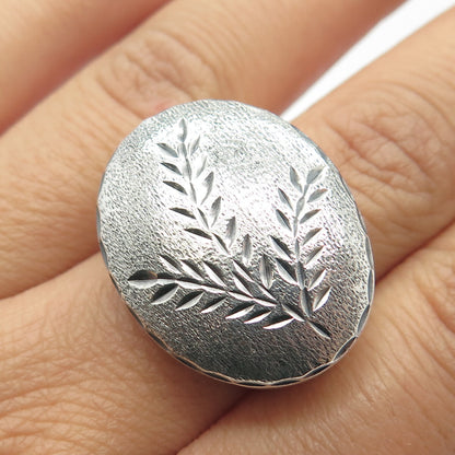 925 Sterling Silver Vintage Italy Etched Wide Ring Size 8.25