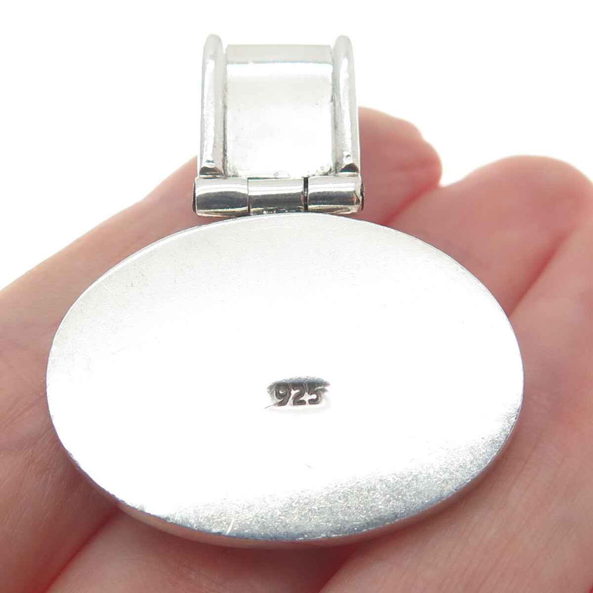 925 Sterling Silver Vintage Real Cabochon Black Onyx Modernist Pendant