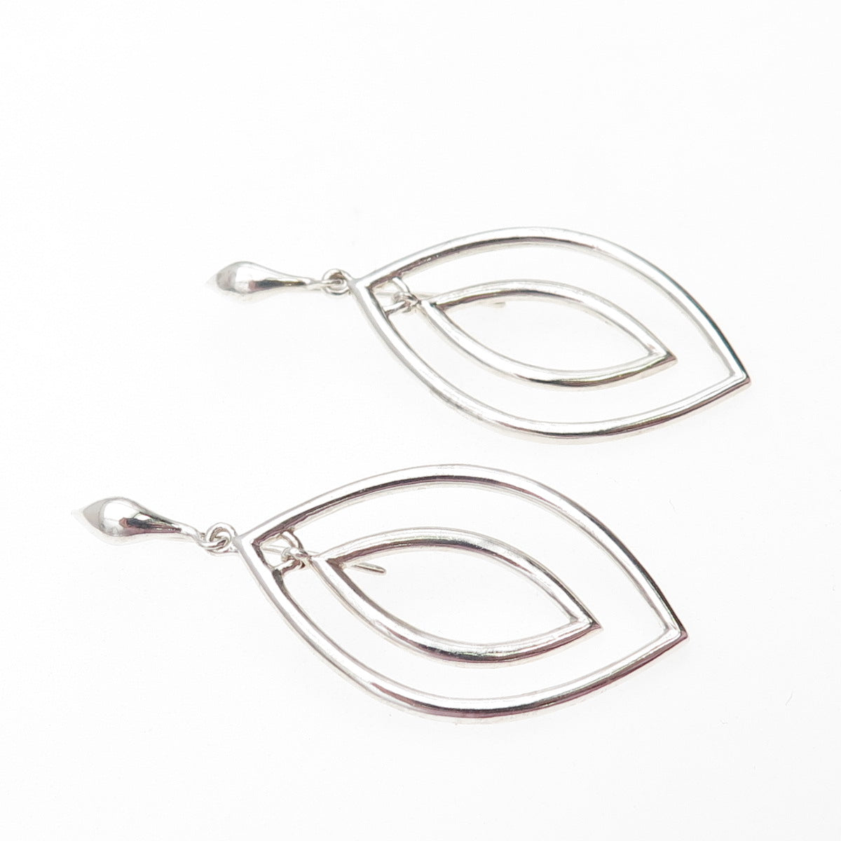 ZINA 925 Sterling Silver Vintage Modernist Petal Dangle Earrings