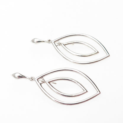 ZINA 925 Sterling Silver Vintage Modernist Petal Dangle Earrings