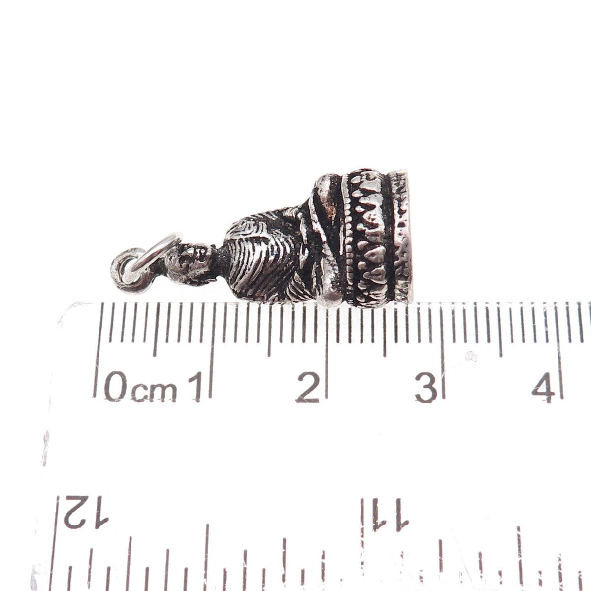 925 Sterling Silver Antique Art Deco Buddha Oxidized 3D Charm Pendant
