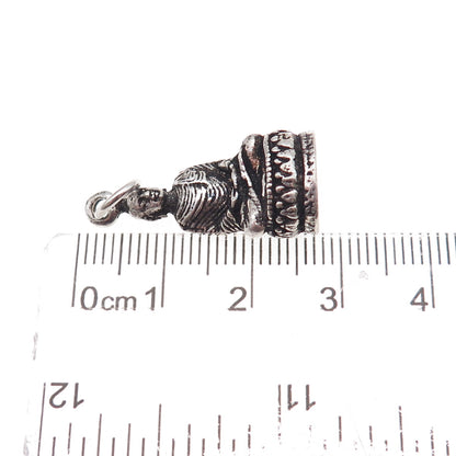 925 Sterling Silver Antique Art Deco Buddha Oxidized 3D Charm Pendant