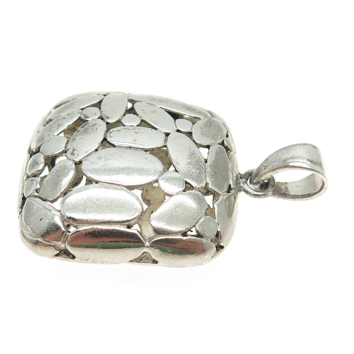 925 Sterling Silver Vintage Pebble Pendant