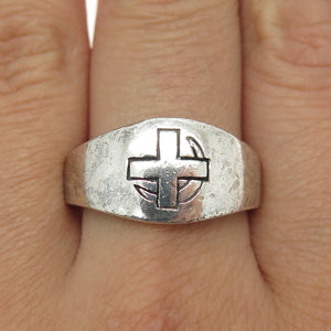 925 Sterling Silver Vintage Medical Cross Ring Size 10.25