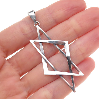 925 Sterling Silver Vintage Israel Star of David Oxidized Charm Pendant