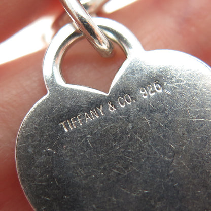 TIFFANY & CO. 925 Sterling Silver Vintage Heart Tag Rolo Link Bracelet 6.75"