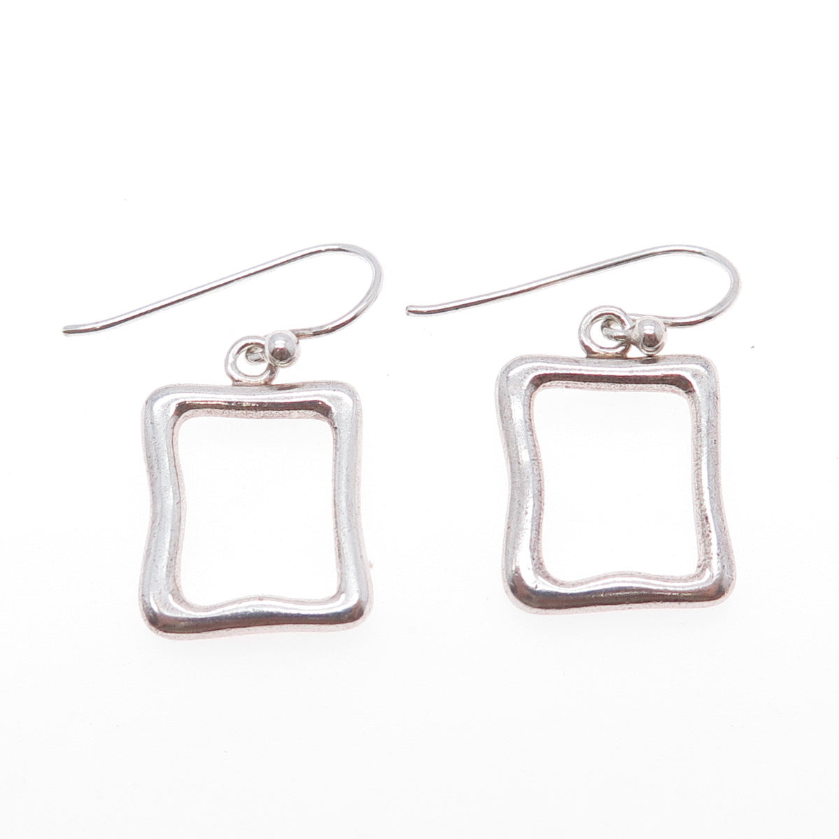 BARSE 925 Sterling Silver Vintage Modernist Square Dangle Earrings
