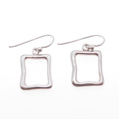 BARSE 925 Sterling Silver Vintage Modernist Square Dangle Earrings