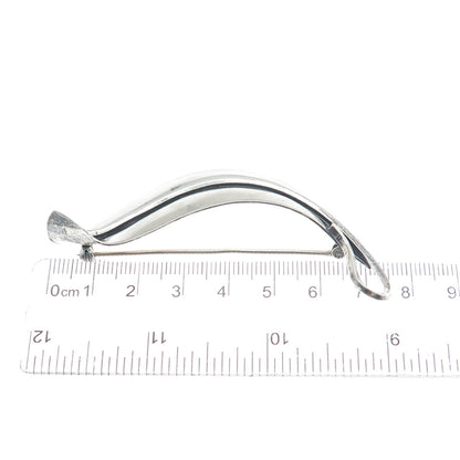 FELCHCRAFT 925 Sterling Silver Vintage Floral Leaf Oxidized Pin Brooch