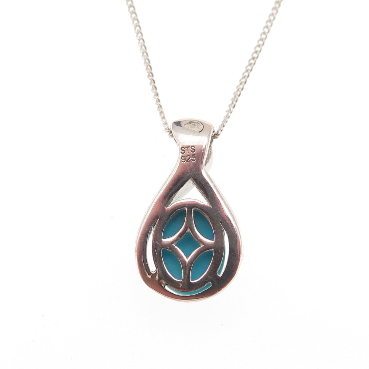 Chuck Clemency 925 Sterling Real Turquoise White Topaz Cuban Chain Necklace 20"