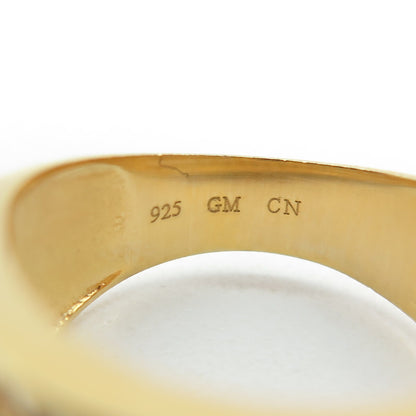 925 Sterling Silver Gold Plated Baguette & Round-Cut C Z Ring Size 7
