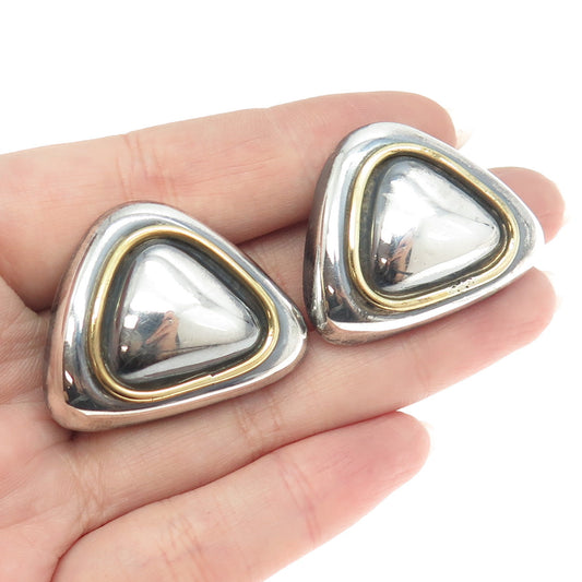 925 Sterling Silver 2-Tone Vintage Mexico Clip On Earrings