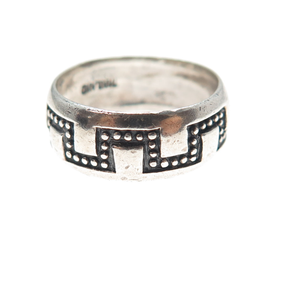 925 Sterling Silver Vintage Modernist Zig Zag Oxidized Band Ring Size 7.25