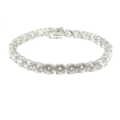 925 Sterling Silver Round-Cut C Z Tennis Link Bracelet 7"