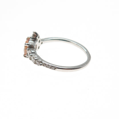 BOMB PARTY 925 Sterling Silver Round-Cut Champagne & White C Z Ring Size 7.25