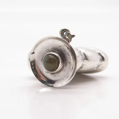 925 Sterling Silver Vintage Real Labradorite Gemstone Perfume Bottle Pin Brooch