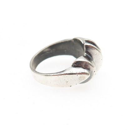 925 Sterling Silver Vintage Modernist Oxidized Ring Size 7.25