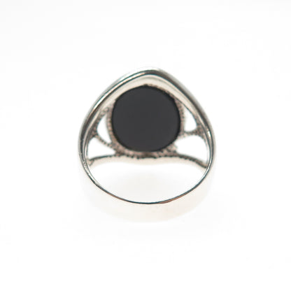 WHITNEY KELLY 925 Sterling Silver Vintage Real Black Opal Inlay Ring Size 7.25