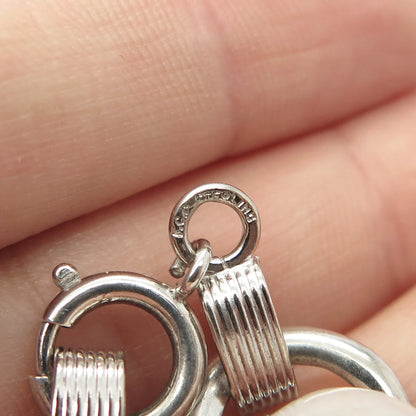 925 Sterling Silver Vintage Interlocked Rolo & Oval Link Bracelet 7.5"