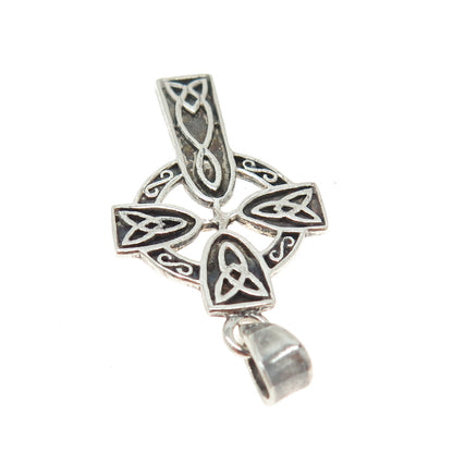 925 Sterling Silver Vintage Celtic Cross Oxidized Pendant