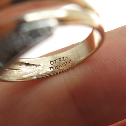 925 Sterling Silver 2-Tone Round-Cut C Z Buckle Ring Size 6.25