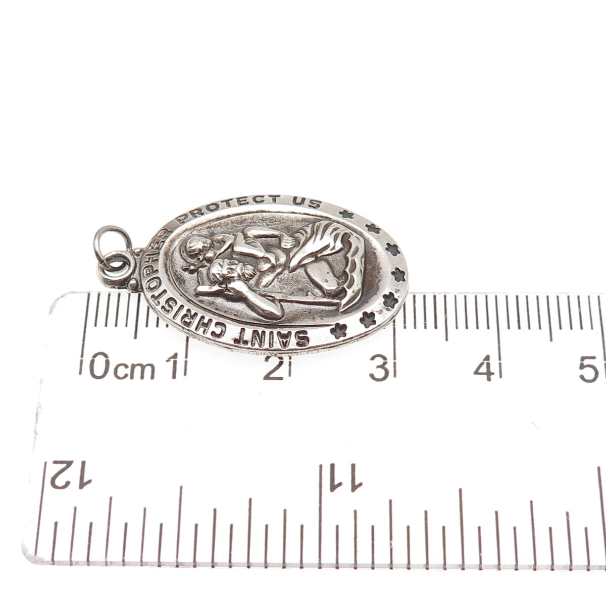College Seal & Crest Sterling Silver Antique Art Deco St. Christopher Pendant