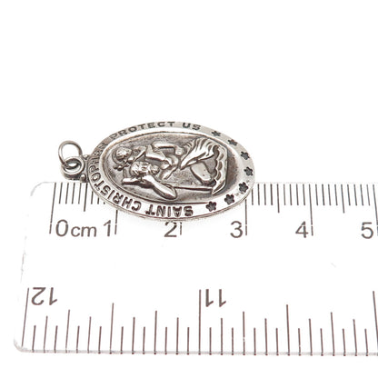 College Seal & Crest Sterling Silver Antique Art Deco St. Christopher Pendant