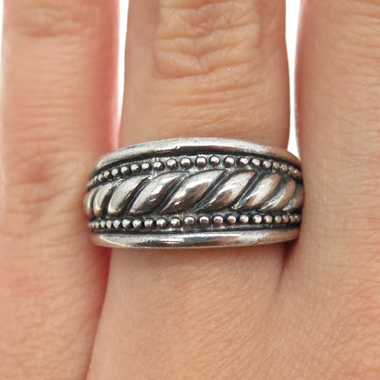 CHAPAL ZENRAY 925 Sterling Silver Vintage Twisted Rope Ring Size 7.25