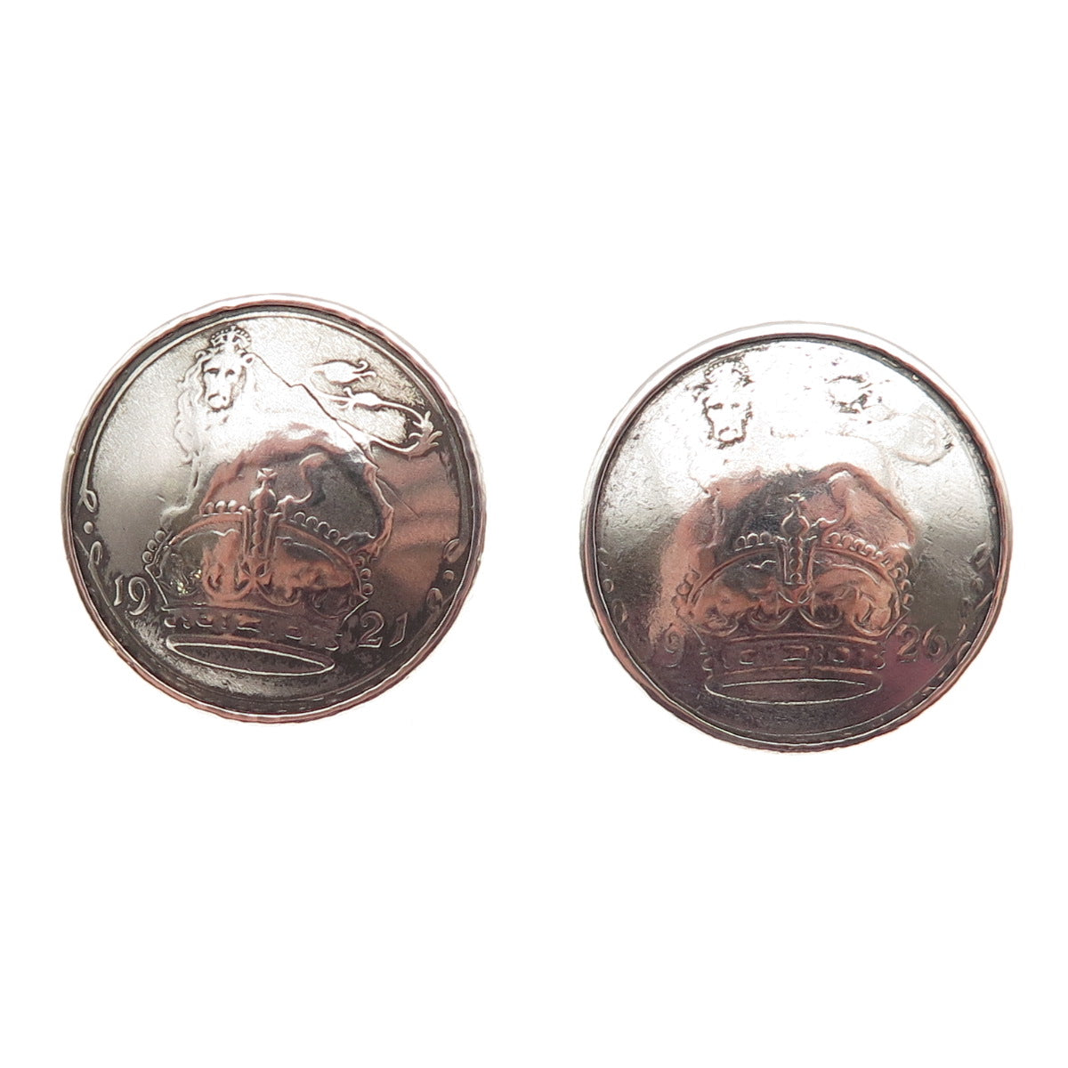 925 Sterling Antique 1921-1926 UK 6 Pence - George V 500 Silver Coin Earrings