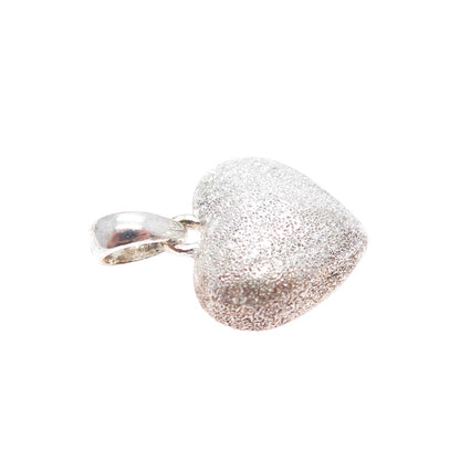 925 Sterling Silver Vintage Textured Heart Minimalist Charm Pendant