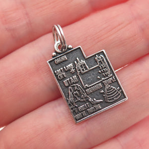 Maisels Indian Trading Sterling Silver Vintage Utah State Map Mini Charm Pendant