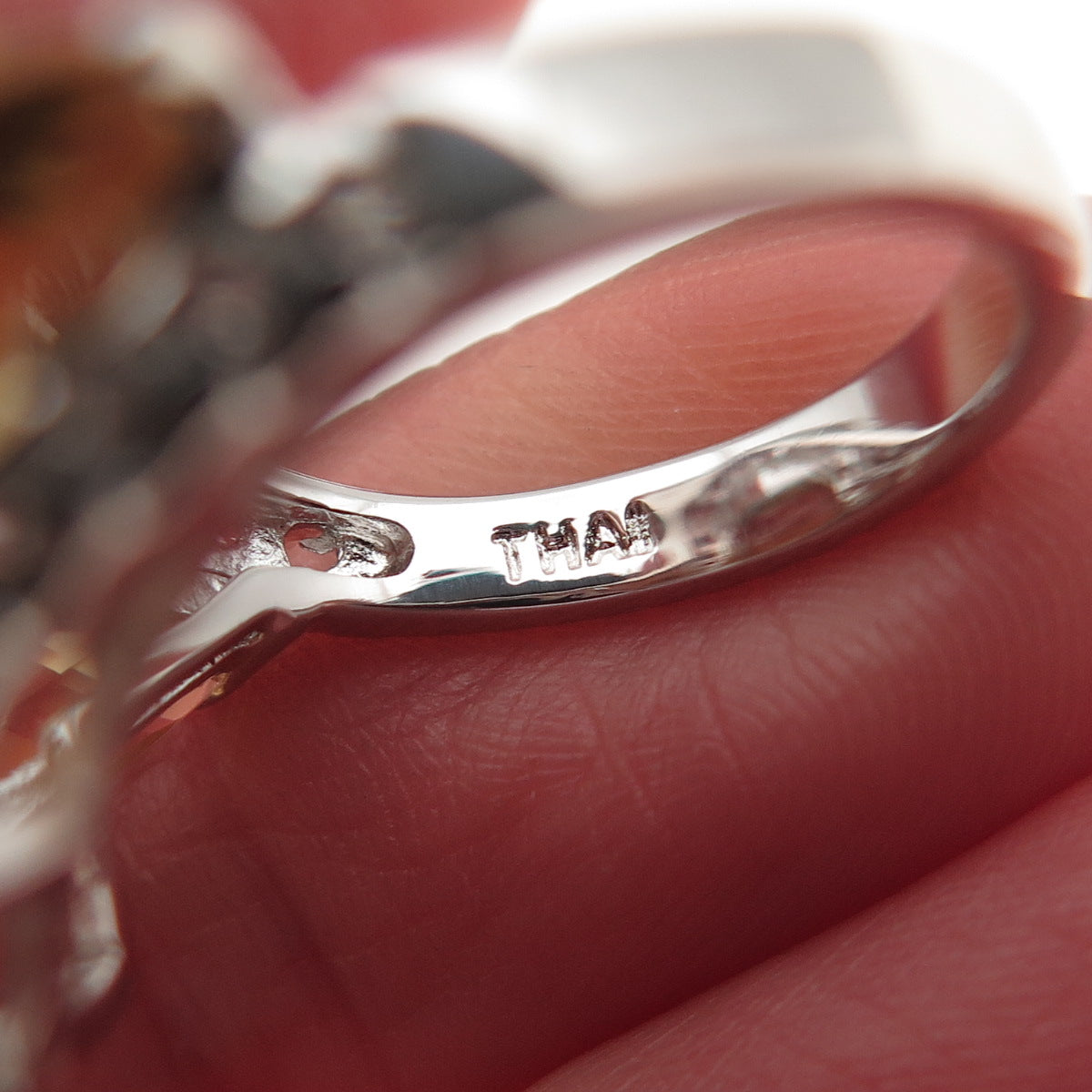 925 Sterling Silver Real Citrine & White Topaz Ring Size 7