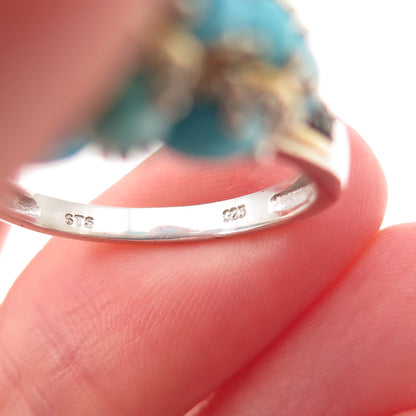 Chuck Clemency 925 Sterling Silver Real Turquoise Spinel White Topaz Ring Size 8