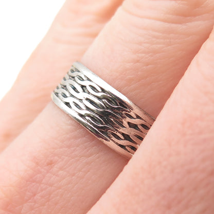 925 Sterling Silver Vintage Infinity Woven Oxidized Band Ring Size 7