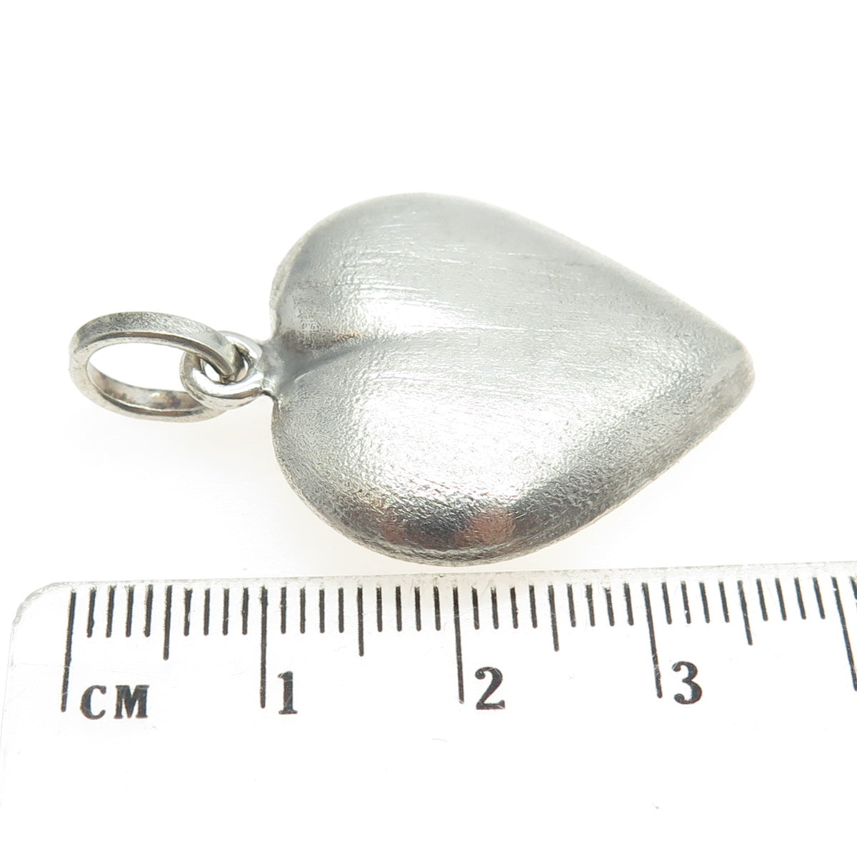 925 Sterling Silver Vintage Puffy Heart 3D Pendant