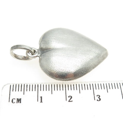 925 Sterling Silver Vintage Puffy Heart 3D Pendant