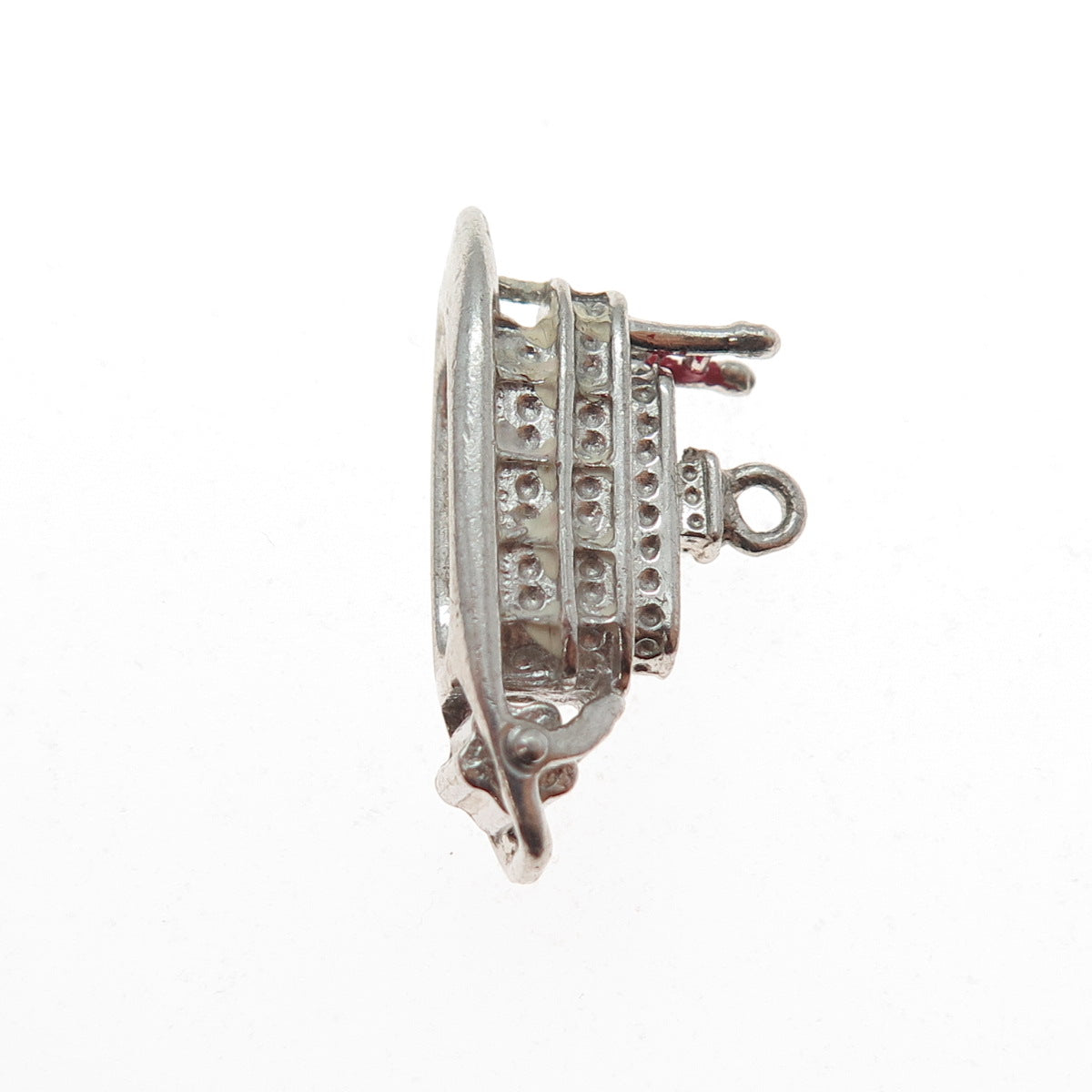 J.M. FISHER 925 Sterling Silver Antique Art Deco Steamboat Mini 3D Charm Pendant
