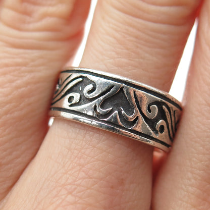 925 Sterling Silver Vintage Spade Oxidized Band Ring Size 8.25