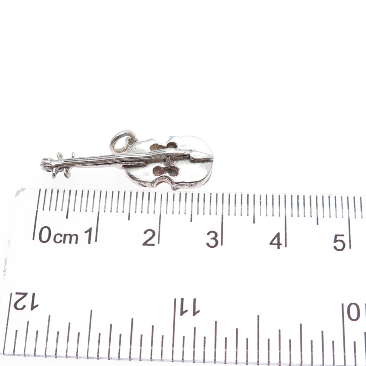 925 Sterling Silver Vintage Violin Music Instrument 3D Charm Pendant