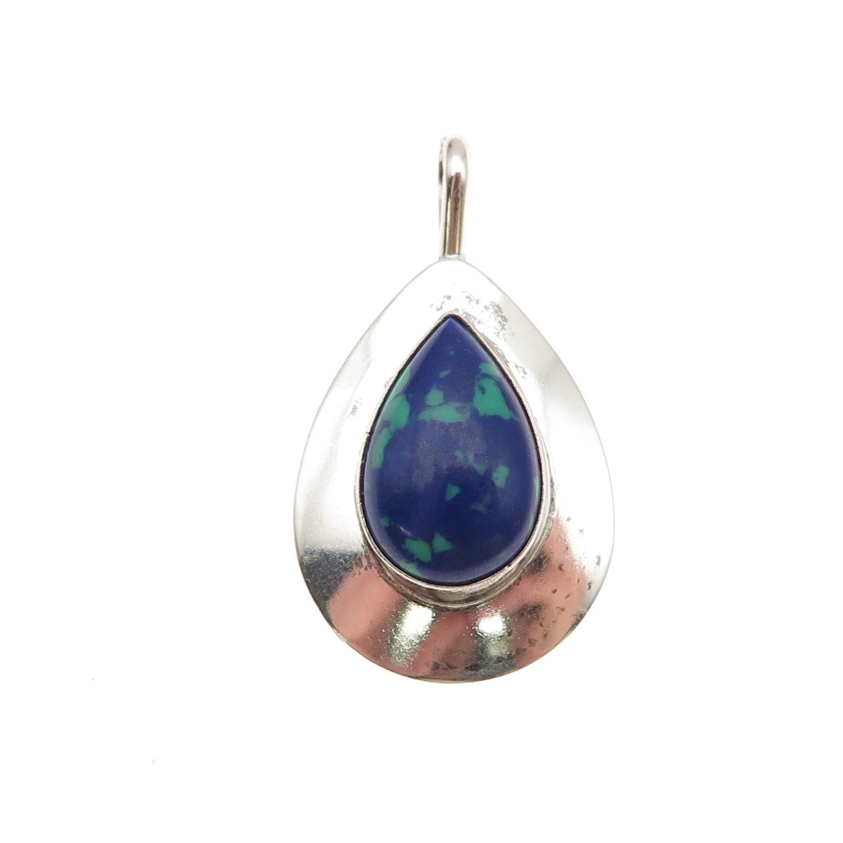 R.W. Johnson Navajo Old Pawn 925 Sterling Silver Vintage Azurite Charm Pendant
