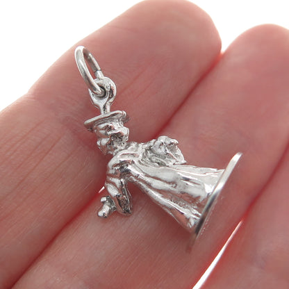 925 Sterling Silver Vintage Graduate Boy Minimalist 3D Charm Pendant