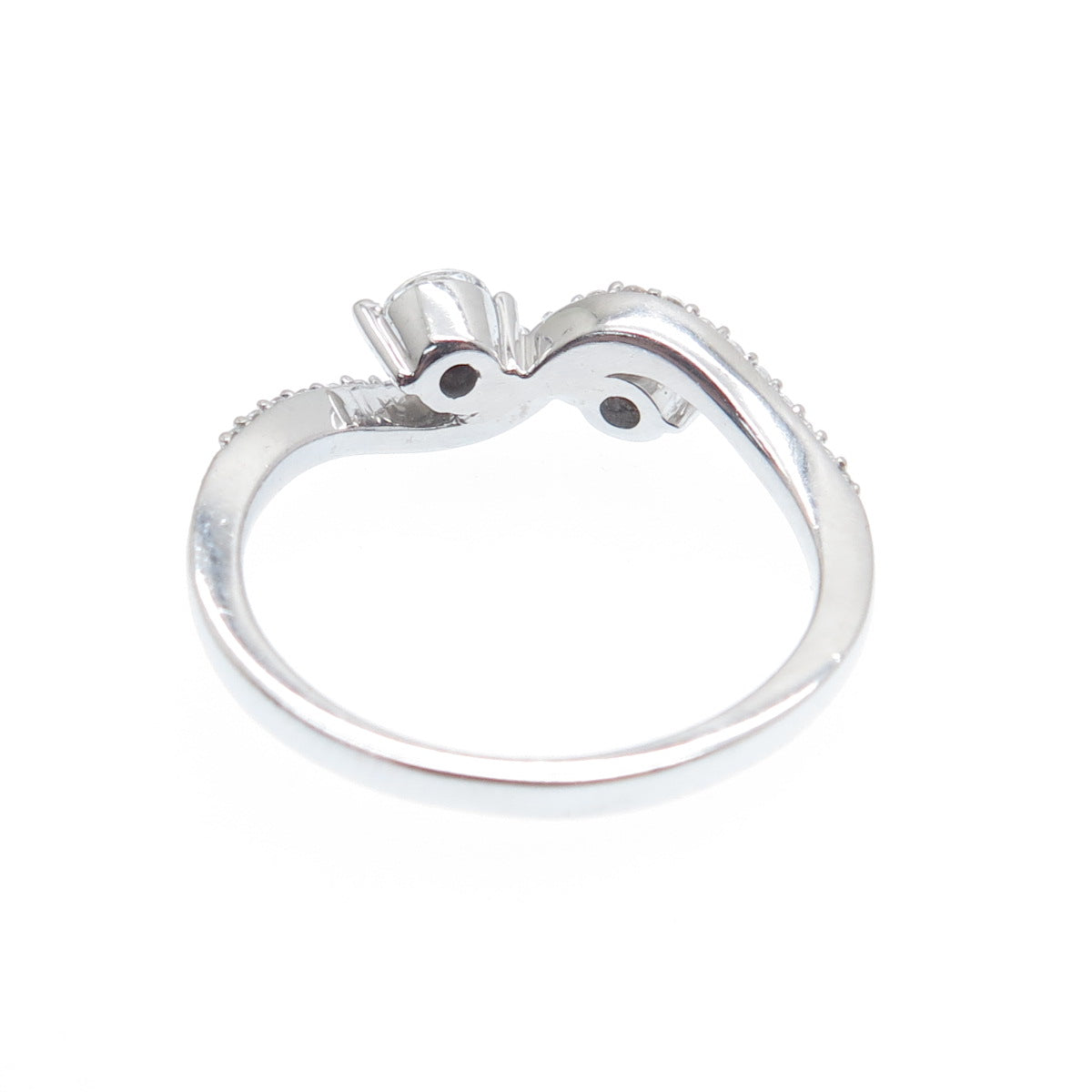 925 Sterling Silver Round-Cut C Z Wavy Promise Ring Size 6.75
