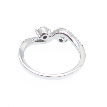 925 Sterling Silver Round-Cut C Z Wavy Promise Ring Size 6.75