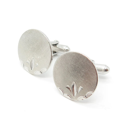 925 Sterling Silver Vintage Textured Round Cufflinks
